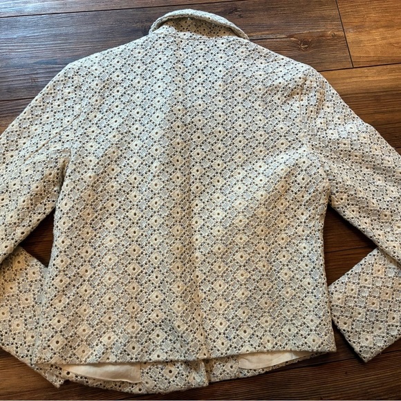 DOLAN Left Coast Collection Crochet Lace Moto Jacket XS Ivory & Blue Boho Chic - Picture 12 of 15